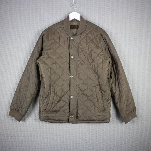 Military Quilted Bomber Jacket Mens Small Green Fleece Lined - Picture 1 of 10